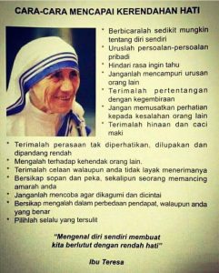 Cara Cara Mencapai Kerendahan Hati Oleh St Bunda Teresa Dari Kalkutta